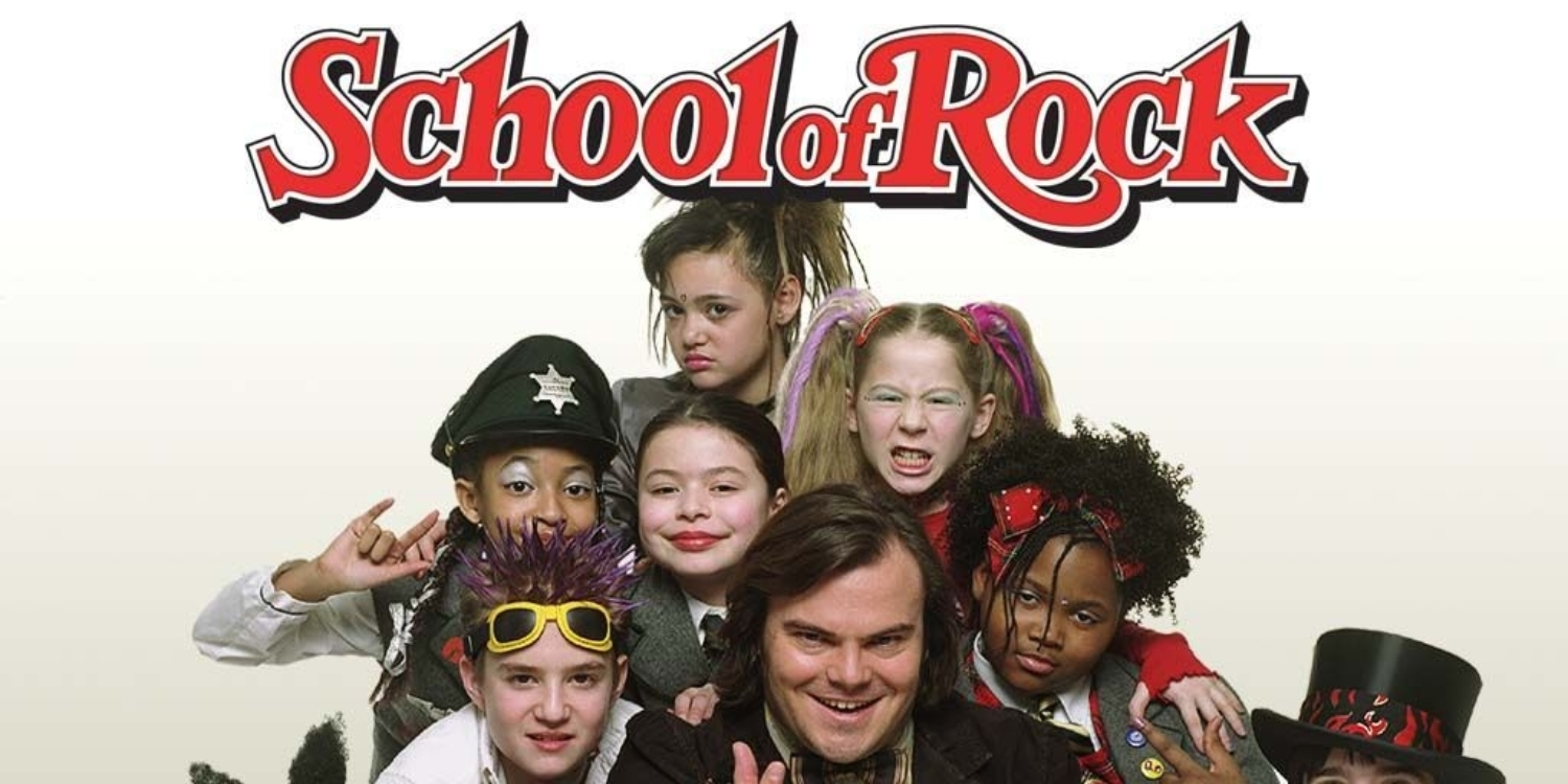 School of Rock film poster with Jack Black and the student band; a cultural reference, not the listed business